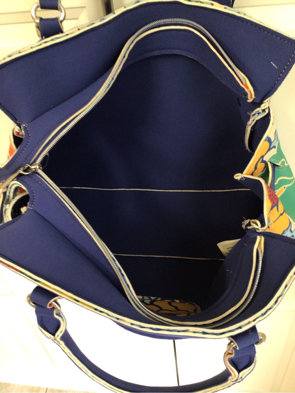 Rafe Blue Patterned Tote Bag with Tassel - Picture 4 of 14